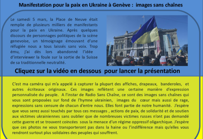 Manifestation pour la Paix en Ukraine  Images sans chaînes du samedi 5 mars