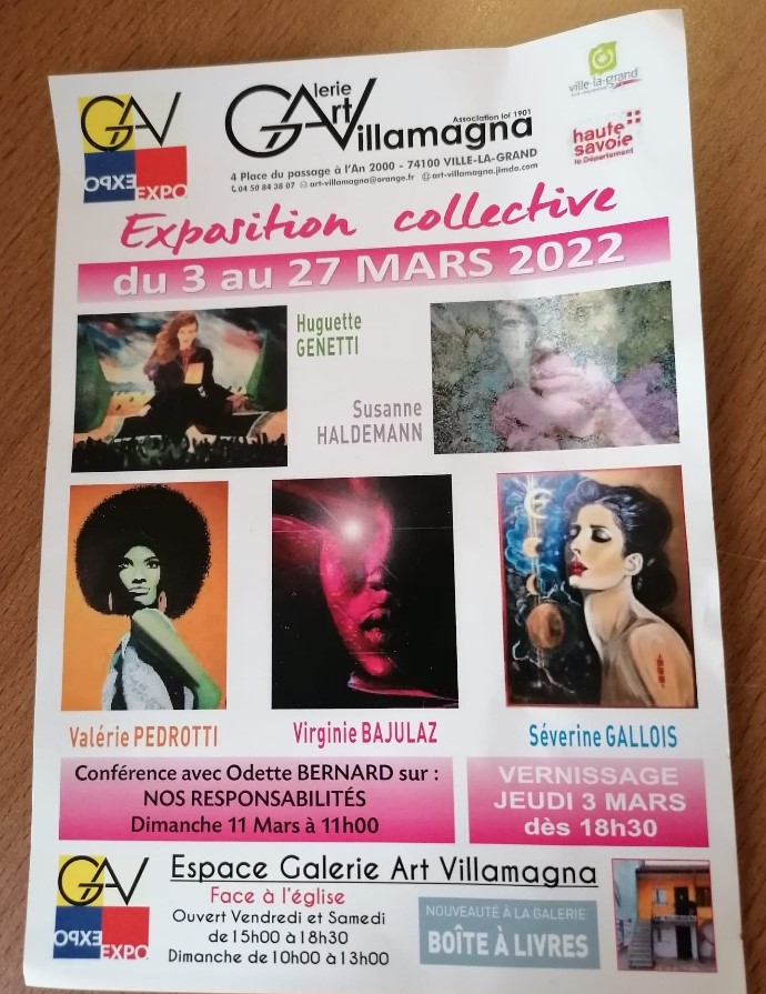 Galerie Art-Villamagna  mars 2022             Exposition d’artistes femmes…                  mises à l’honneur!