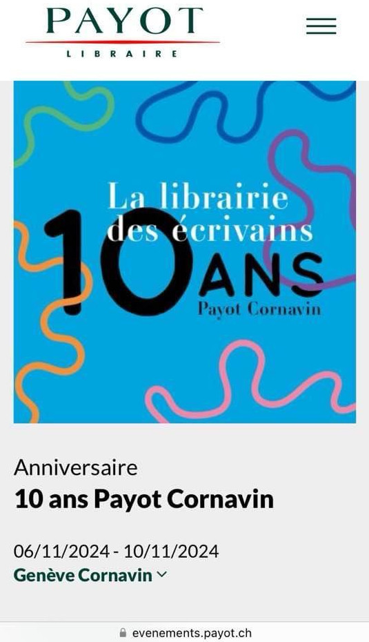 Librairie Payot Cornavin (Gare Genève) 10 novembre 2024